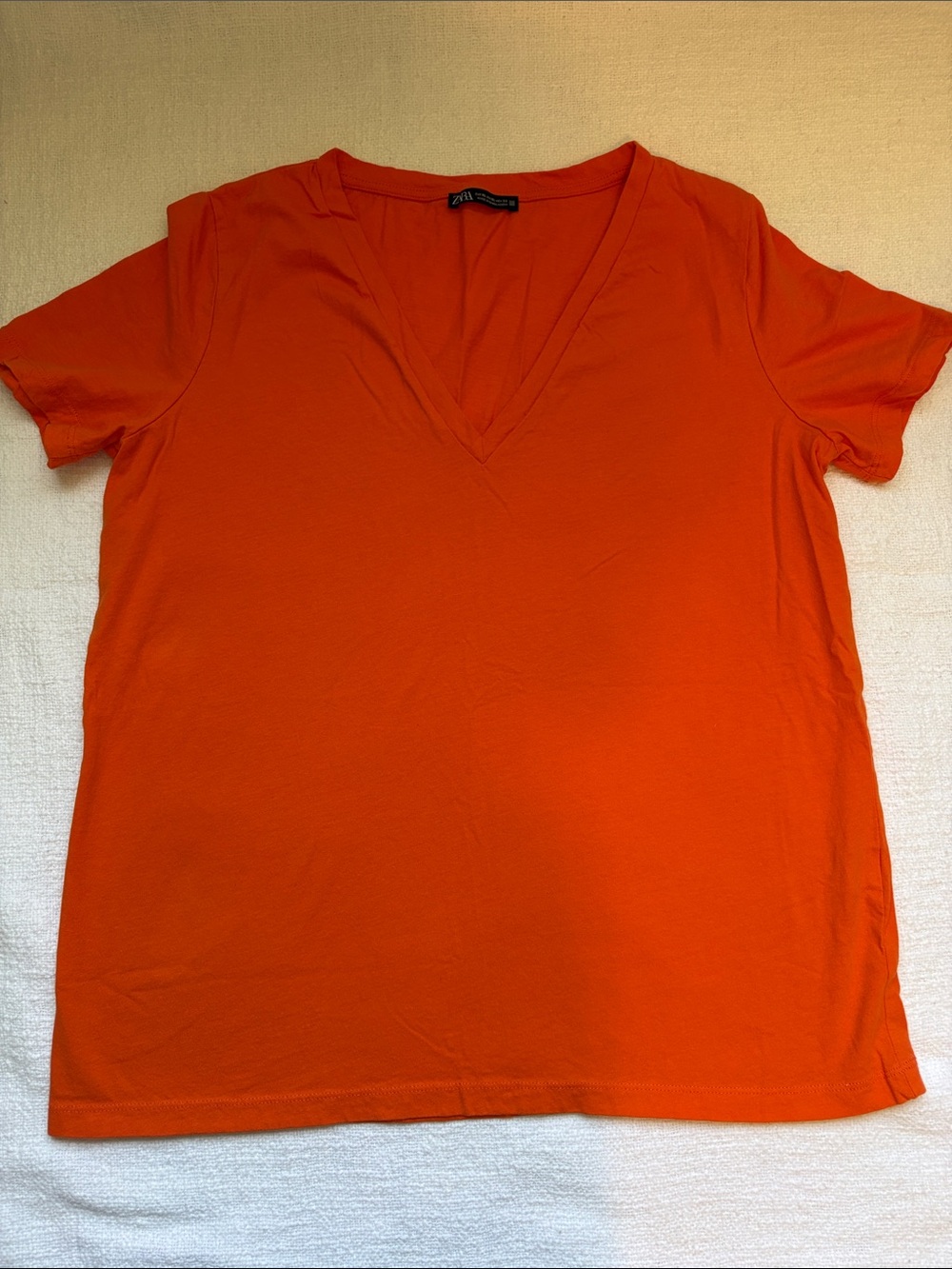 Zara Women's V-Neck Short Sleeve Tee - Orange